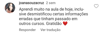 Comentário de aluna